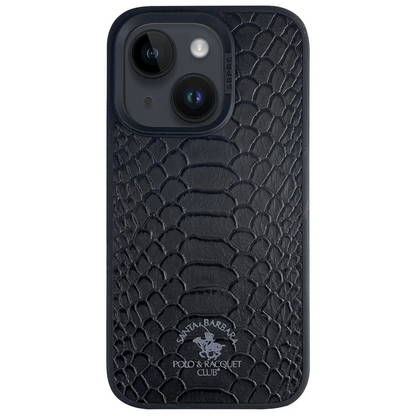 Santa Barbara Polo Racquet Club Apple iPhone 15 Knight Deri Kapak - Siyah