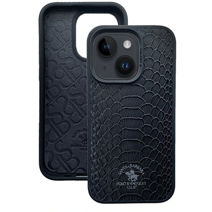 Santa Barbara Polo Racquet Club Apple iPhone 15 Knight Deri Kapak - Siyah