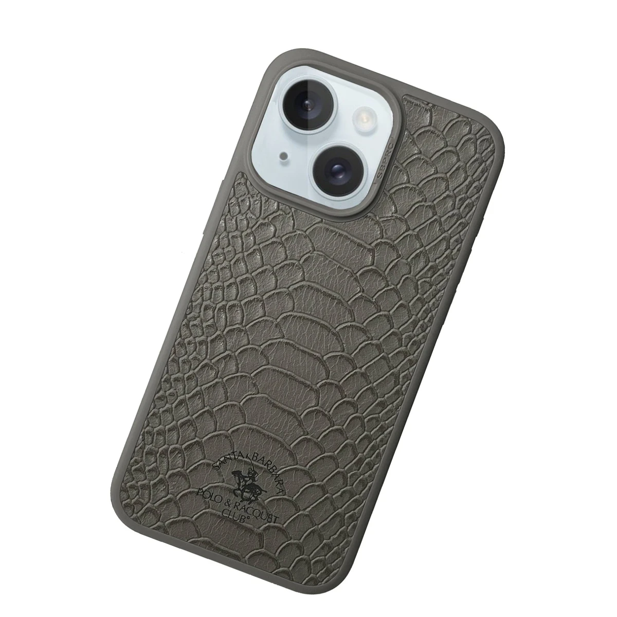 Santa Barbara Polo Racquet Club Apple iPhone 15 Knight Deri Kapak - Titan Gri