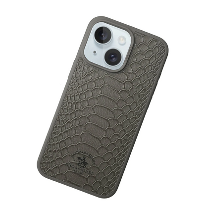 Santa Barbara Polo Racquet Club Apple iPhone 15 Knight Deri Kapak - Titan Gri