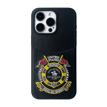 Santa Barbara Polo Racquet Club Apple iPhone 15 Pro Abner İçi Süet Nakış Desenli Kartvizitli Kılıf