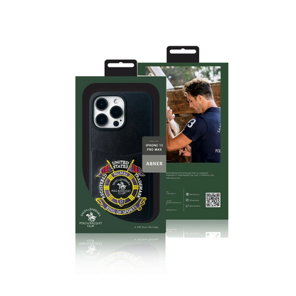 Santa Barbara Polo Racquet Club Apple iPhone 15 Pro Abner İçi Süet Nakış Desenli Kartvizitli Kılıf - Titan Gri