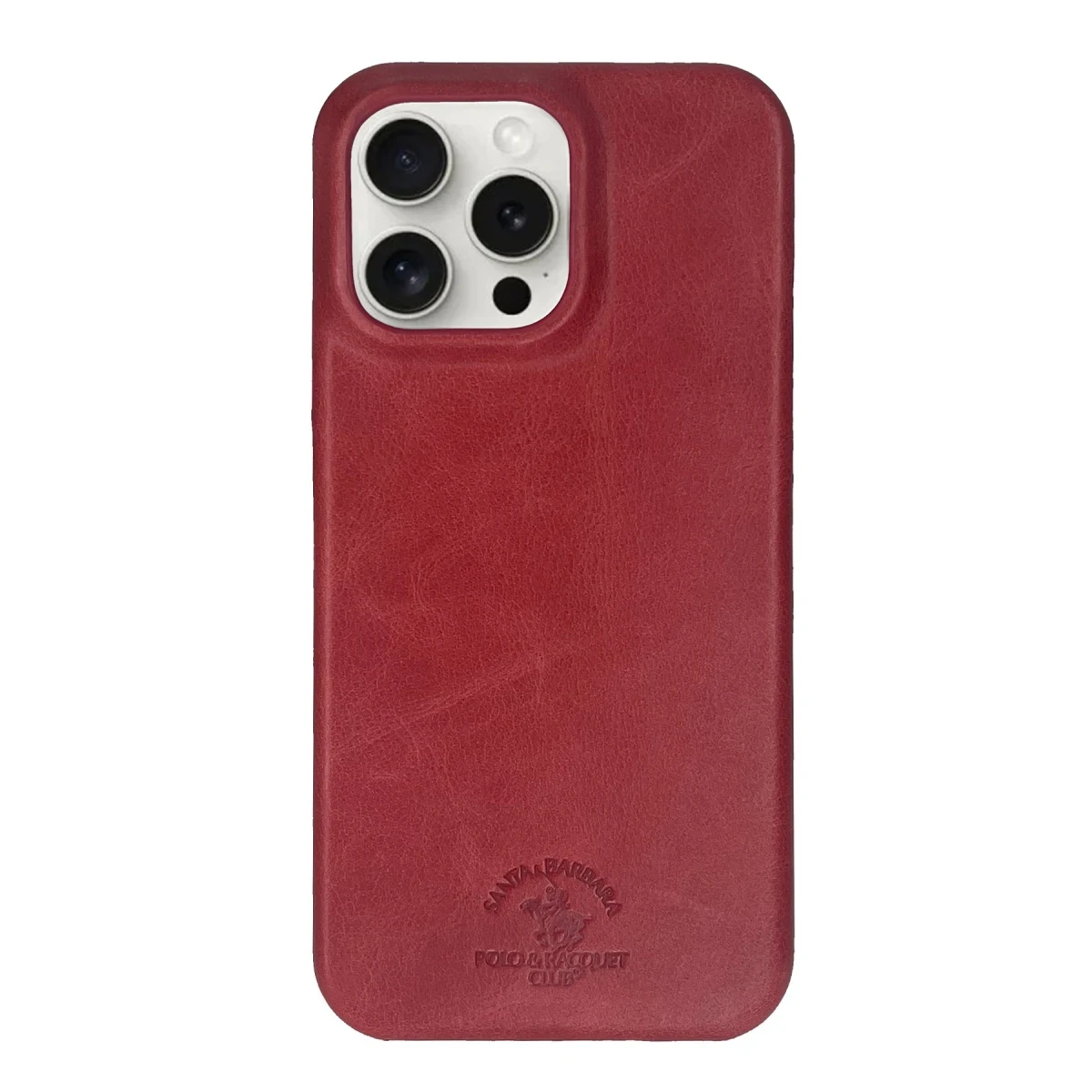 Santa Barbara Polo Racquet Club Apple iPhone 15 Pro Elton Genuine Magsafe Deri Kapak - Kırmızı