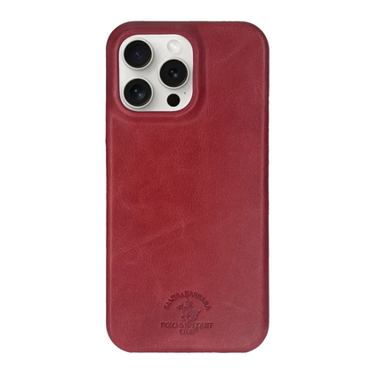 Santa Barbara Polo Racquet Club Apple iPhone 15 Pro Elton Genuine Magsafe Deri Kapak - Kırmızı