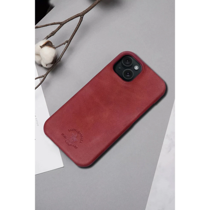 Santa Barbara Polo Racquet Club Apple iPhone 15 Pro Elton Genuine Magsafe Deri Kapak - Kırmızı