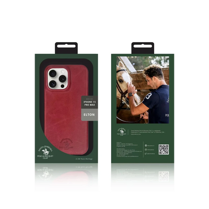 Santa Barbara Polo Racquet Club Apple iPhone 15 Pro Elton Genuine Magsafe Deri Kapak - Siyah
