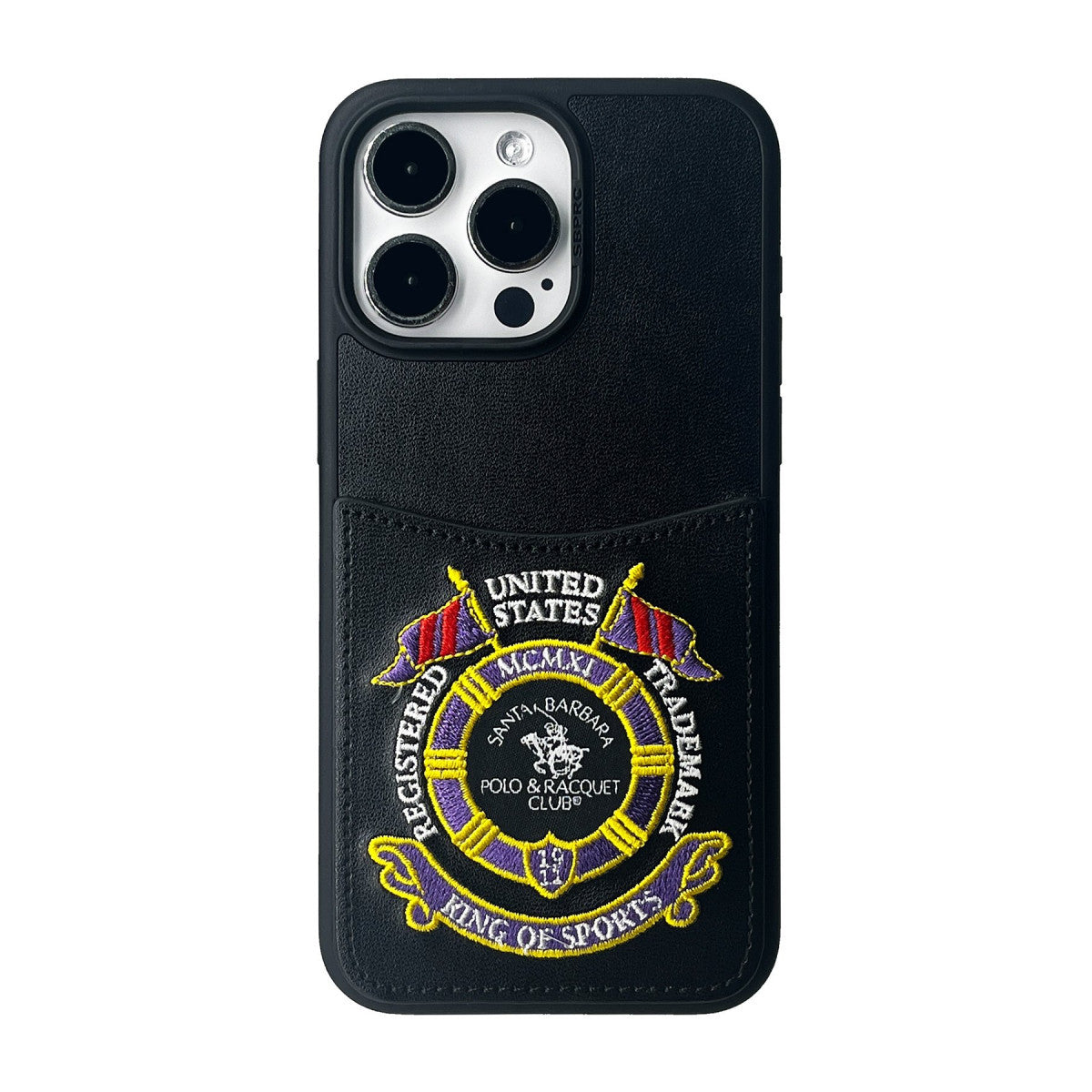 Santa Barbara Polo Racquet Club Apple iPhone 15 Pro Max Abner İçi Süet Nakış Desenli Kartvizitli Kılıf