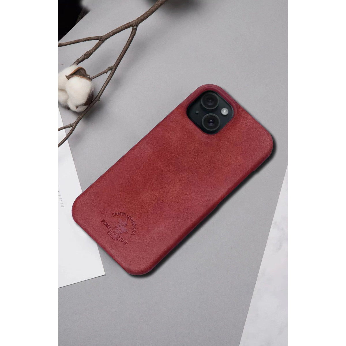 Santa Barbara Polo Racquet Club Apple iPhone 15 Pro Max Elton Genuine Magsafe Deri Kapak