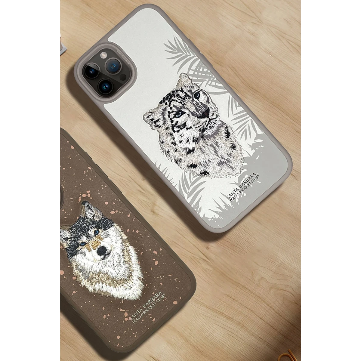 Santa Barbara Polo Racquet Club Apple iPhone 15 Pro Max Savanna Kapak - Snow Leopard Siyah