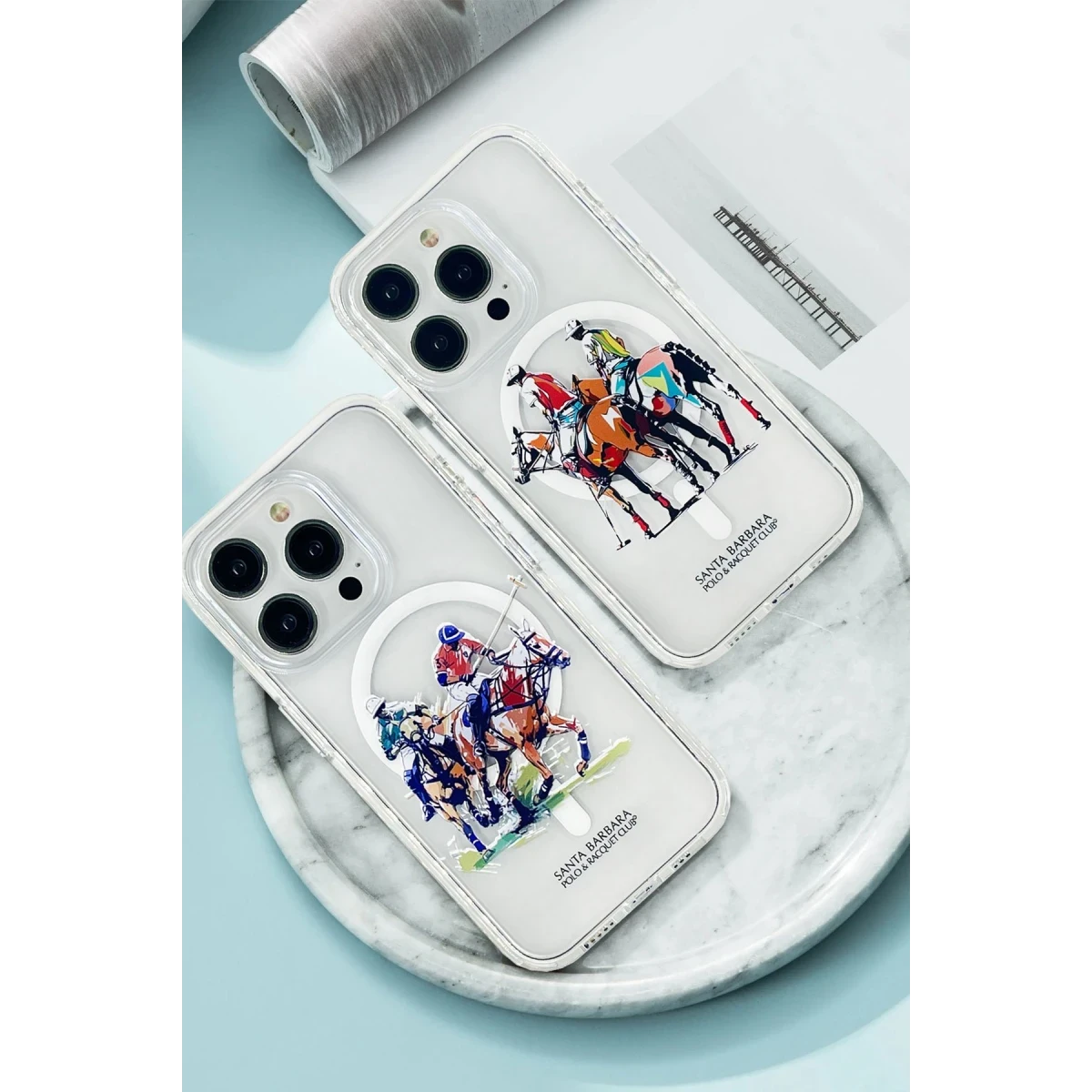 Santa Barbara Polo Racquet Club Apple iPhone 15 Pro Max Willie Şeffaf Magsafe Kapak - Geometry