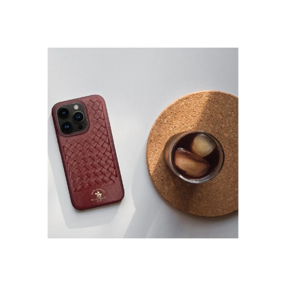 Santa Barbara Polo Racquet Club Apple iPhone 15 Pro Ravel Deri Kapak - Kırmızı