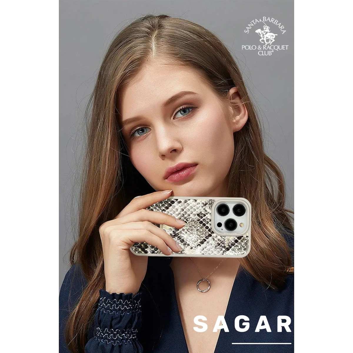 Santa Barbara Polo Racquet Club Apple iPhone 15 Pro Sagar Magsafe Kapak - Titan Gri