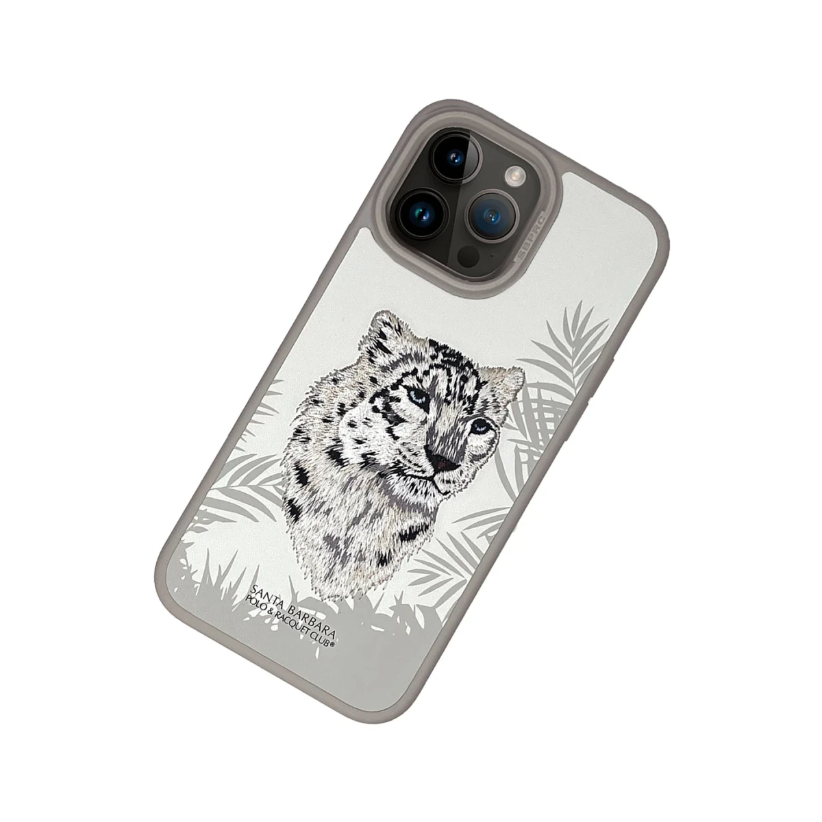 Santa Barbara Polo Racquet Club Apple iPhone 15 Pro Savanna Kapak - Snow Leopard Beyaz