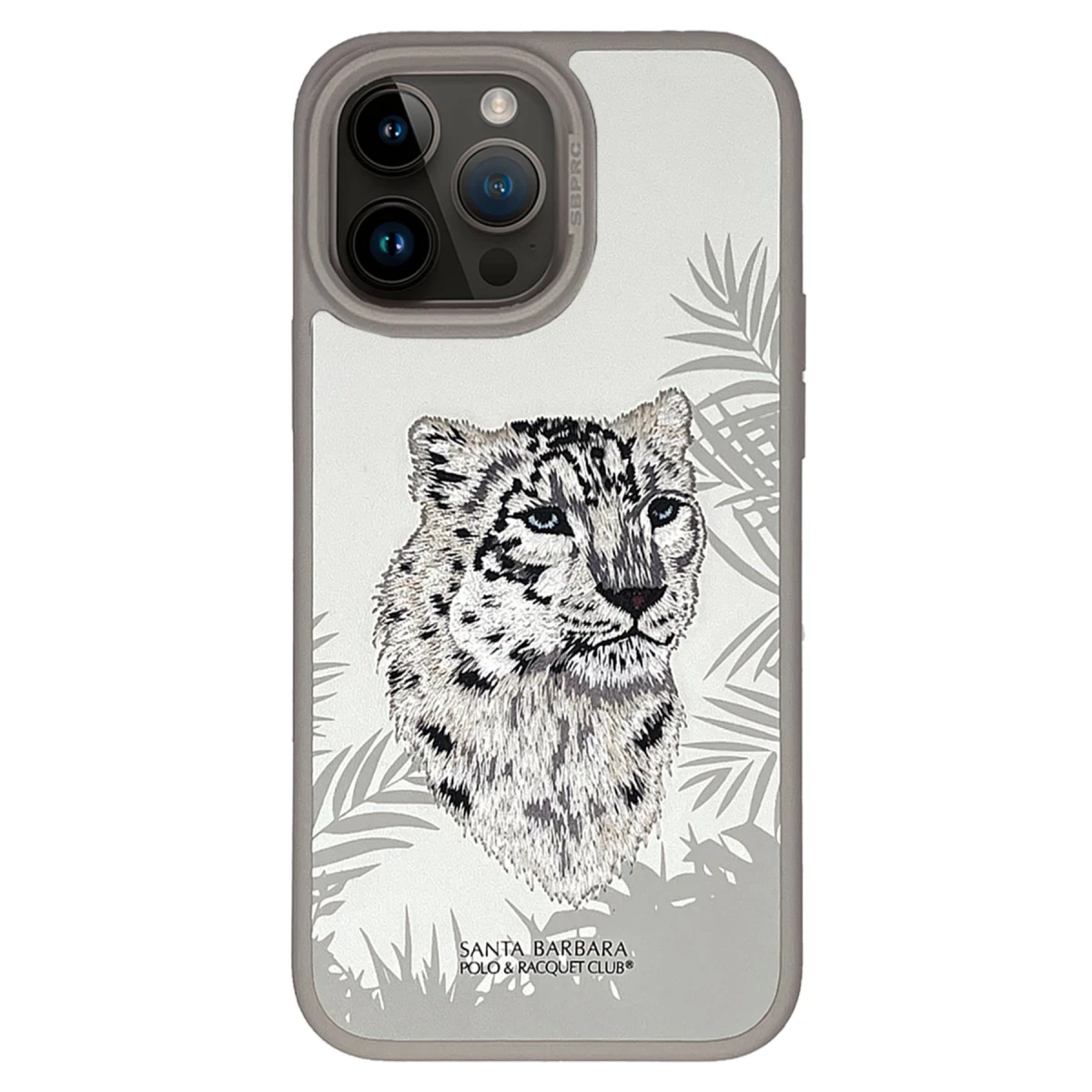 Santa Barbara Polo Racquet Club Apple iPhone 15 Pro Savanna Kapak - Snow Leopard Beyaz