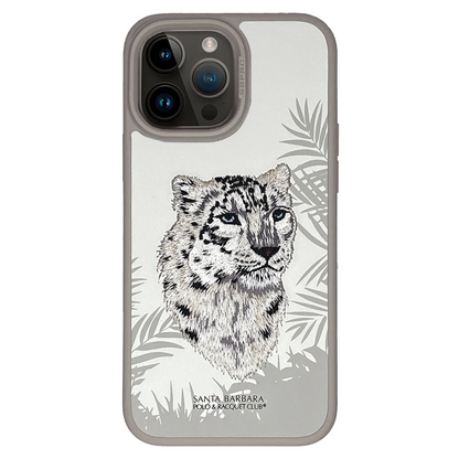 Santa Barbara Polo Racquet Club Apple iPhone 15 Pro Savanna Kapak - Snow Leopard Beyaz