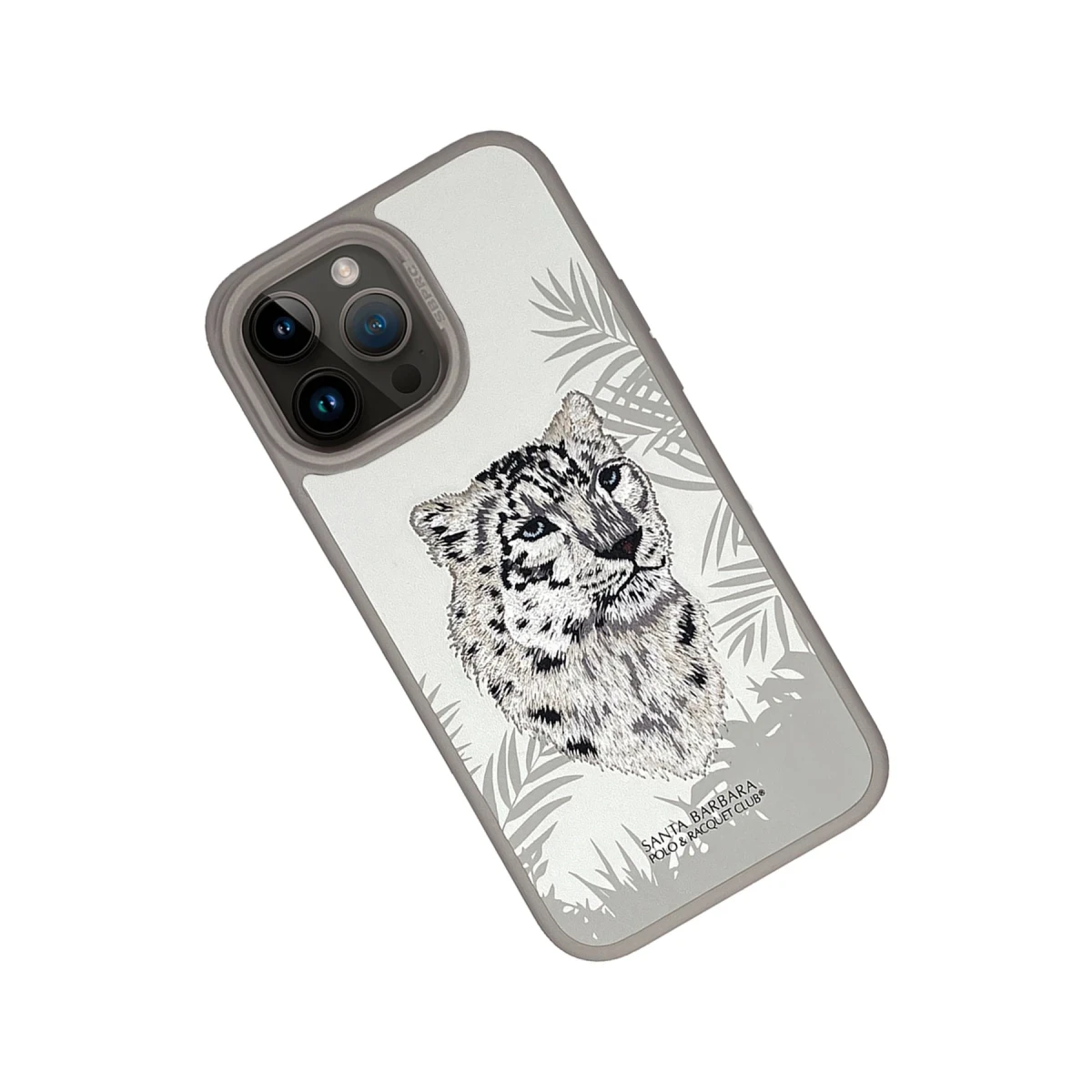 Santa Barbara Polo Racquet Club Apple iPhone 15 Pro Savanna Kapak - Snow Leopard Beyaz