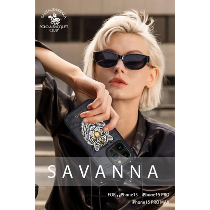 Santa Barbara Polo Racquet Club Apple iPhone 15 Pro Savanna Kapak - Snow Leopard Beyaz