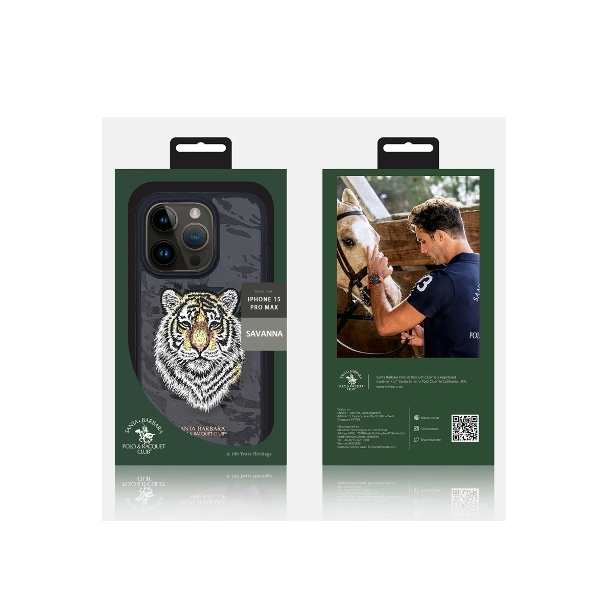 Santa Barbara Polo Racquet Club Apple iPhone 15 Pro Savanna Kapak - Snow Leopard Siyah