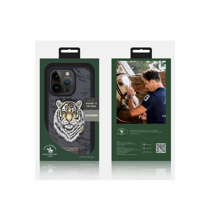 Santa Barbara Polo Racquet Club Apple iPhone 15 Pro Savanna Kapak - Snow Leopard Siyah