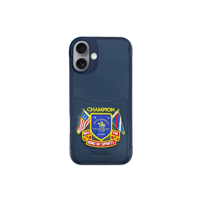 Santa Barbara Polo Racquet Club Apple iPhone 16 Abner İçi Süet Nakış Desenli Kartvizitli Kılıf - Lacivert