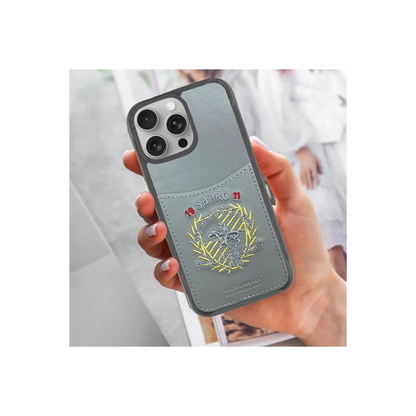 Santa Barbara Polo Racquet Club Apple iPhone 16 Abner İçi Süet Nakış Desenli Kartvizitli Kılıf - Siyah