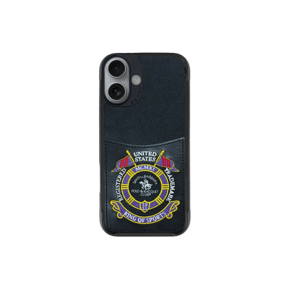 Santa Barbara Polo Racquet Club Apple iPhone 16 Abner İçi Süet Nakış Desenli Kartvizitli Kılıf - Siyah