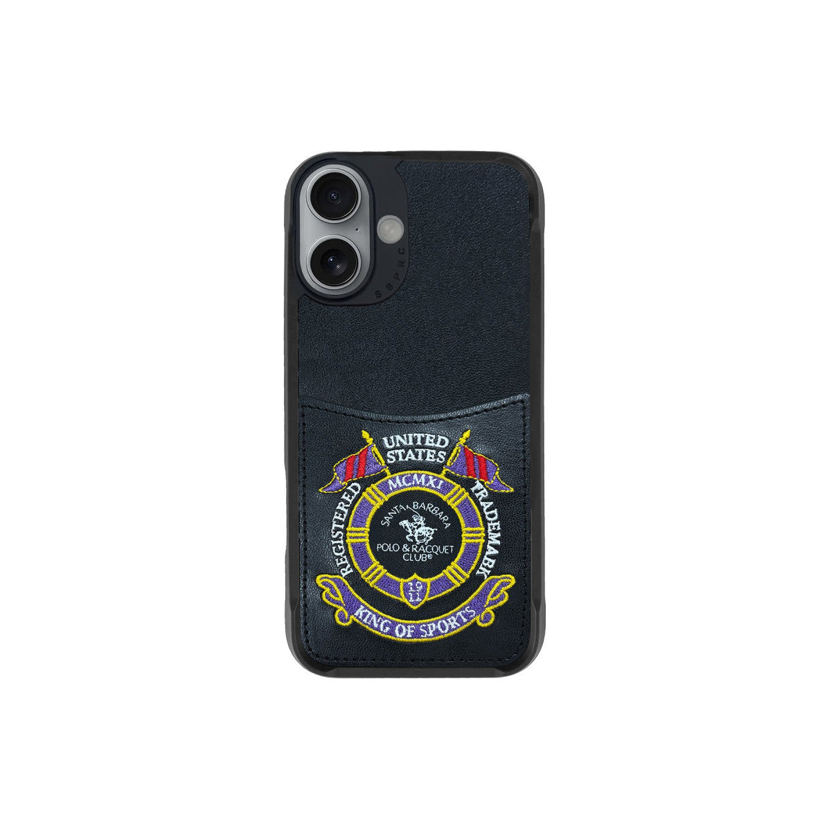 Santa Barbara Polo Racquet Club Apple iPhone 16 Abner İçi Süet Nakış Desenli Kartvizitli Kılıf