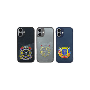 Santa Barbara Polo Racquet Club Apple iPhone 16 Abner İçi Süet Nakış Desenli Kartvizitli Kılıf