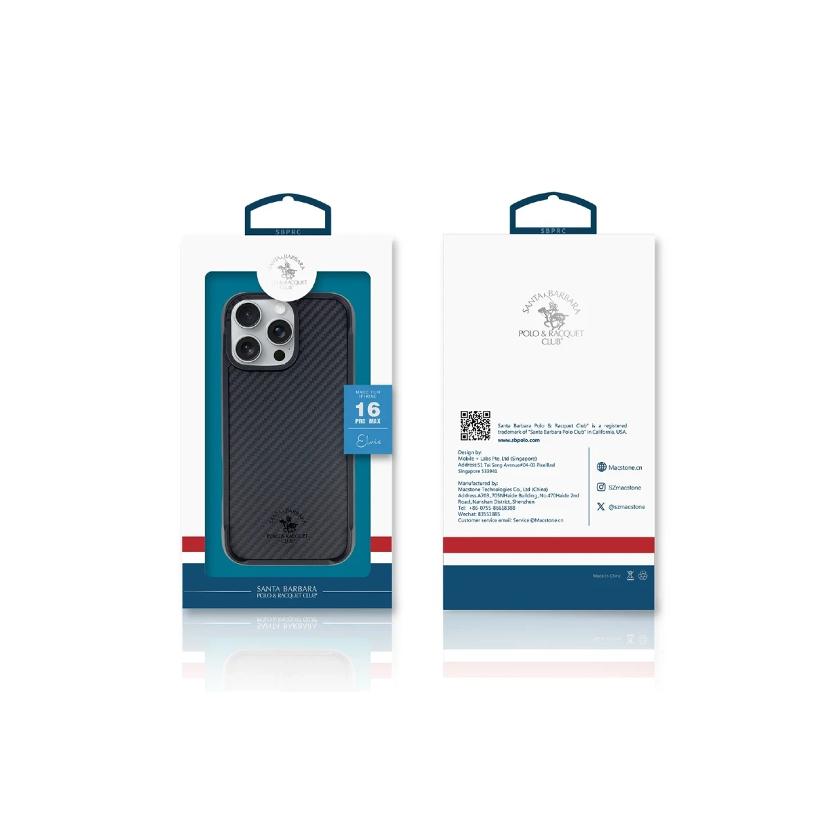 Santa Barbara Polo Racquet Club Apple iPhone 16 Plus Elvis Karbon Magsafe Kapak - Siyah