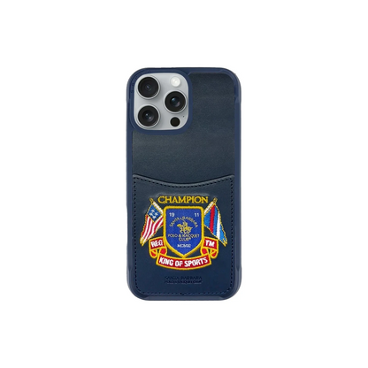 Santa Barbara Polo Racquet Club Apple iPhone 16 Pro Abner İçi Süet Nakış Desenli Kartvizitli Kılıf - Lacivert