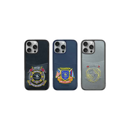 Santa Barbara Polo Racquet Club Apple iPhone 16 Pro Abner İçi Süet Nakış Desenli Kartvizitli Kılıf - Lacivert