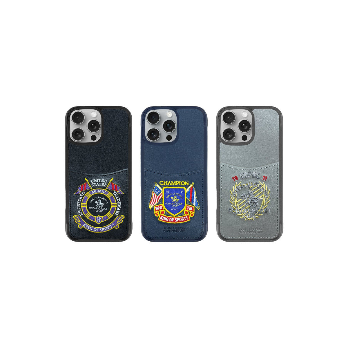 Santa Barbara Polo Racquet Club Apple iPhone 16 Pro Abner İçi Süet Nakış Desenli Kartvizitli Kılıf
