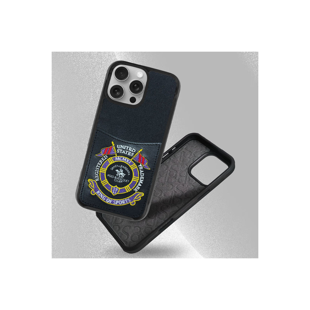 Santa Barbara Polo Racquet Club Apple iPhone 16 Pro Abner İçi Süet Nakış Desenli Kartvizitli Kılıf