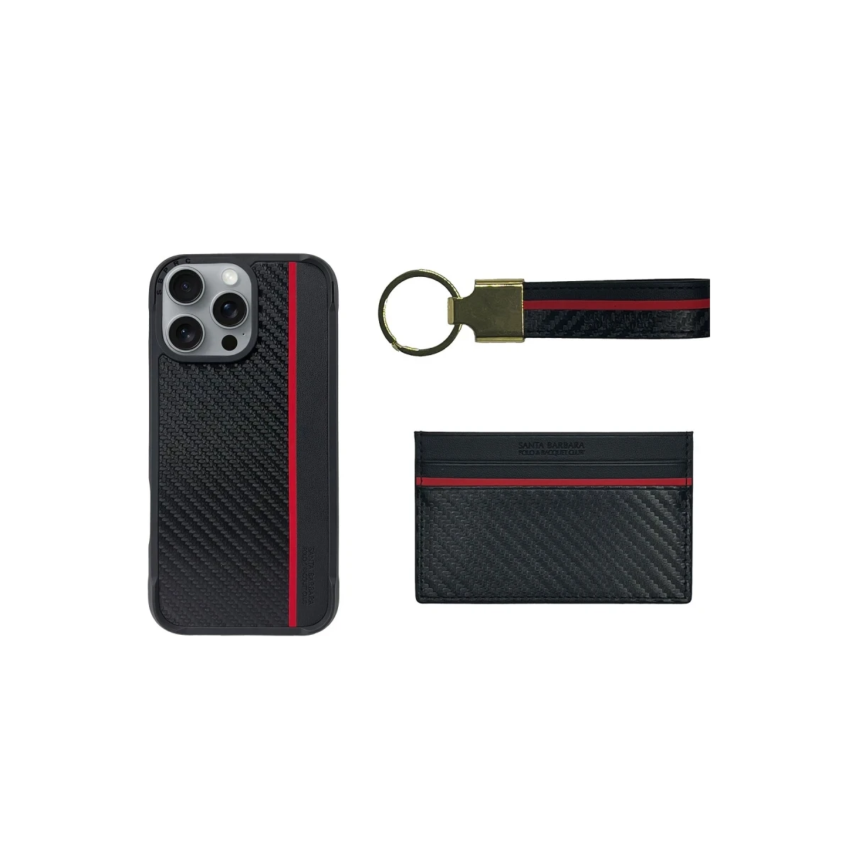 Santa Barbara Polo Racquet Club Apple iPhone 16 Pro Hazel Karbon Set Kapak - Siyah