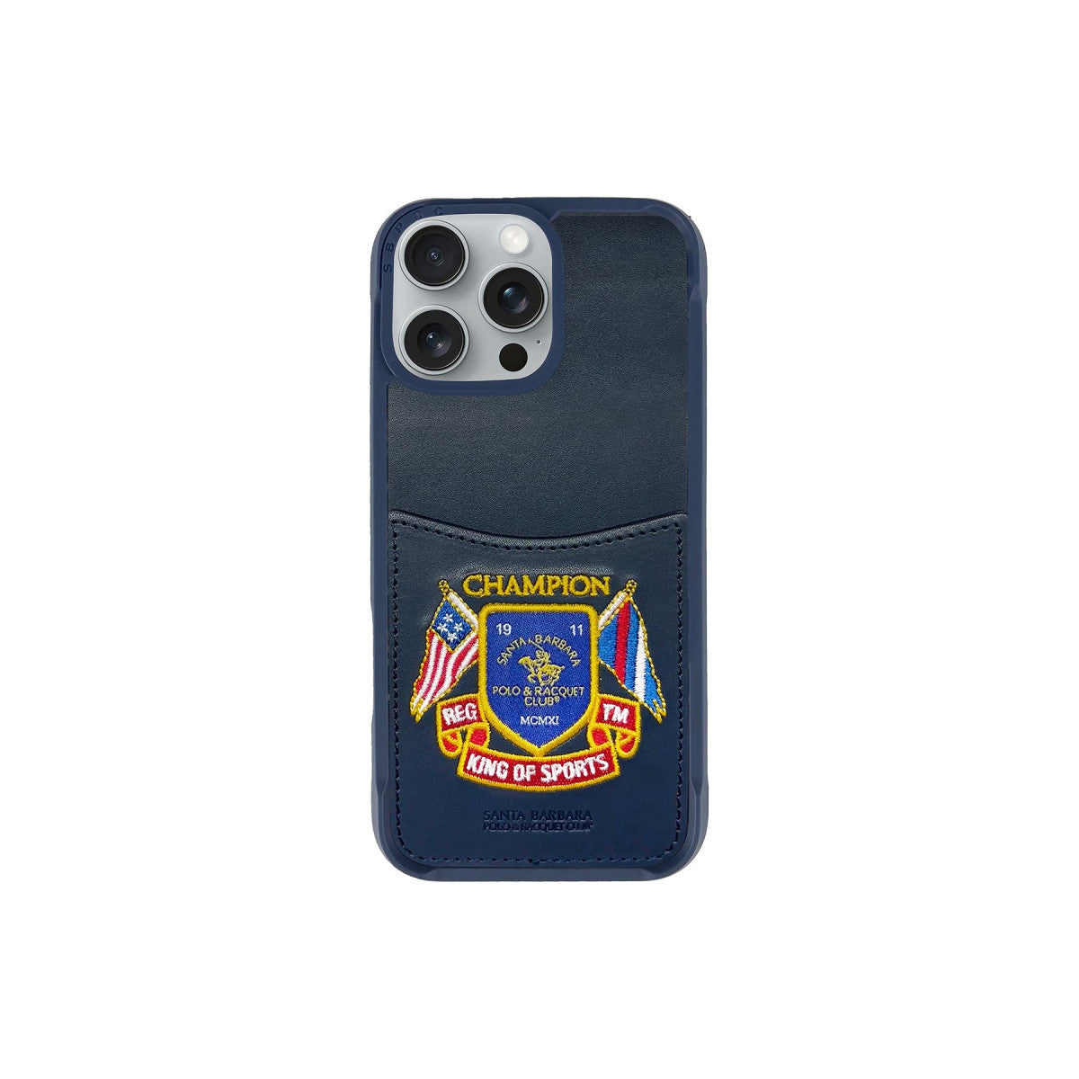 Santa Barbara Polo Racquet Club Apple iPhone 16 Pro Max Abner İçi Süet Nakış Desenli Kartvizitli Kılıf