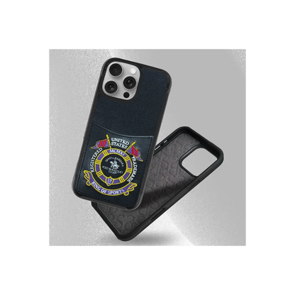 Santa Barbara Polo Racquet Club Apple iPhone 16 Pro Max Abner İçi Süet Nakış Desenli Kartvizitli Kılıf - Siyah