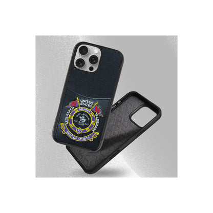 Santa Barbara Polo Racquet Club Apple iPhone 16 Pro Max Abner İçi Süet Nakış Desenli Kartvizitli Kılıf