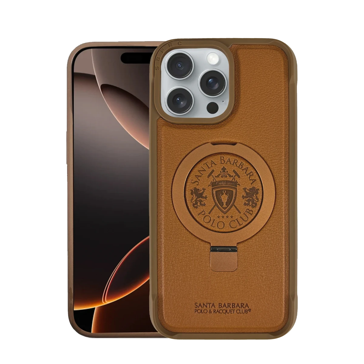 Santa Barbara Polo Racquet Club Apple iPhone 16 Pro Max Primo Magsafe Stand Kapak - Kahverengi