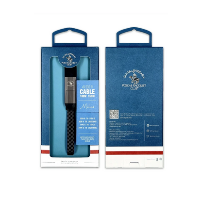Santa Barbara Polo Racquet Club Miles 15cm 100W 4in1 PD Data Şarj Kablosu - Gri
