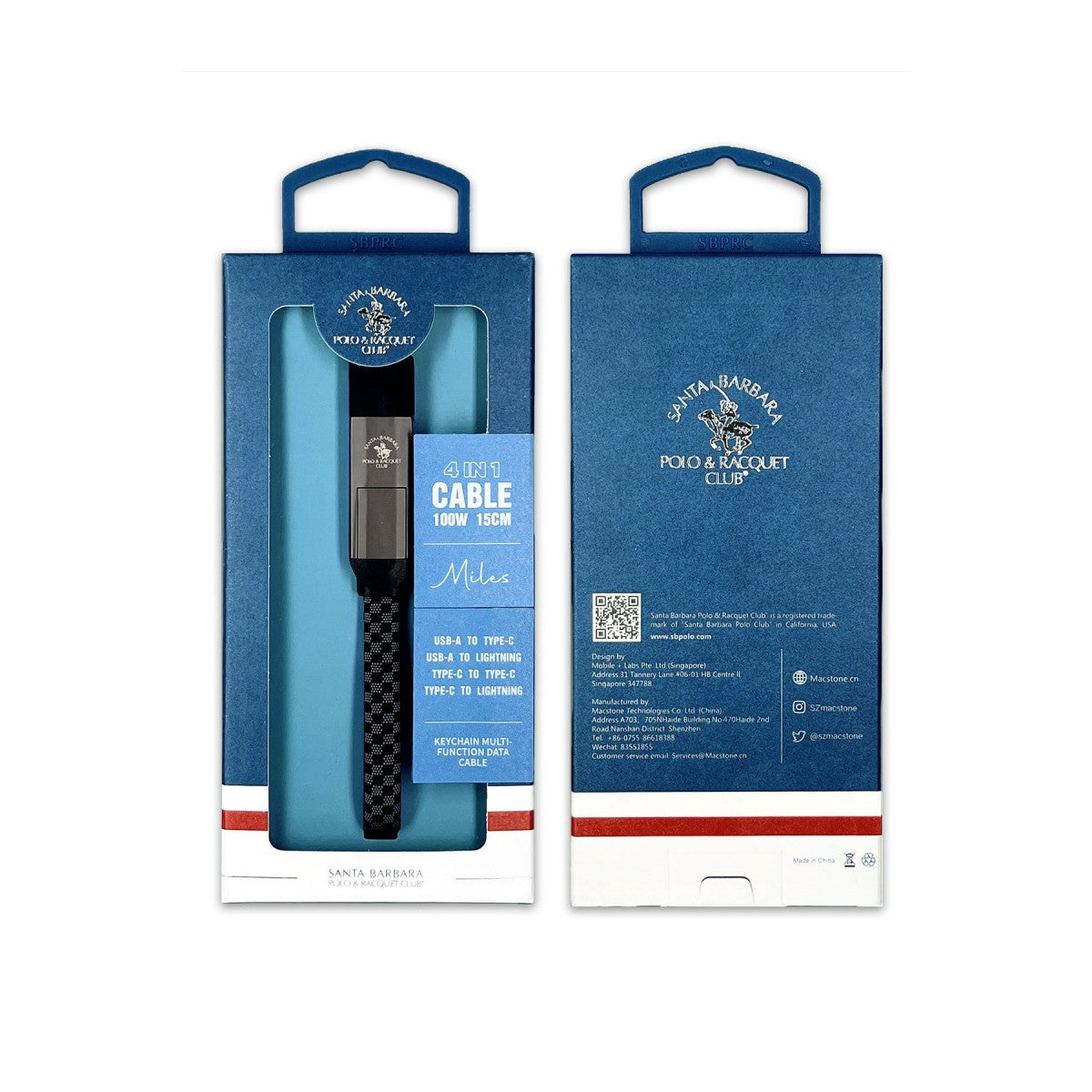 Santa Barbara Polo Racquet Club Miles 15cm 100W 4in1 PD Data Şarj Kablosu