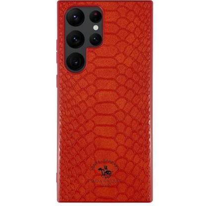 Santa Barbara Polo Racquet Club Samsung Galaxy S22 Ultra Knight Deri Kapak - Kırmızı