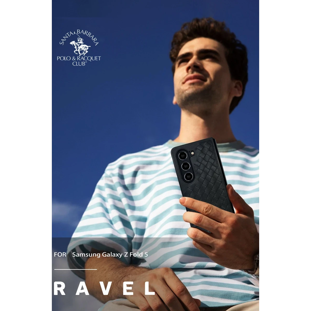 Santa Barbara Polo Racquet Club Samsung Galaxy Z Fold 5 Ravel Deri Kapak - Siyah