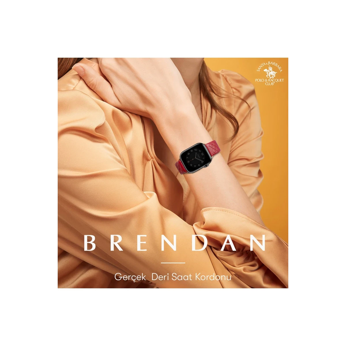 Santa Barbara Polo Racquet Club Apple Watch 42mm Brendan Deri Kordon - Kırmızı