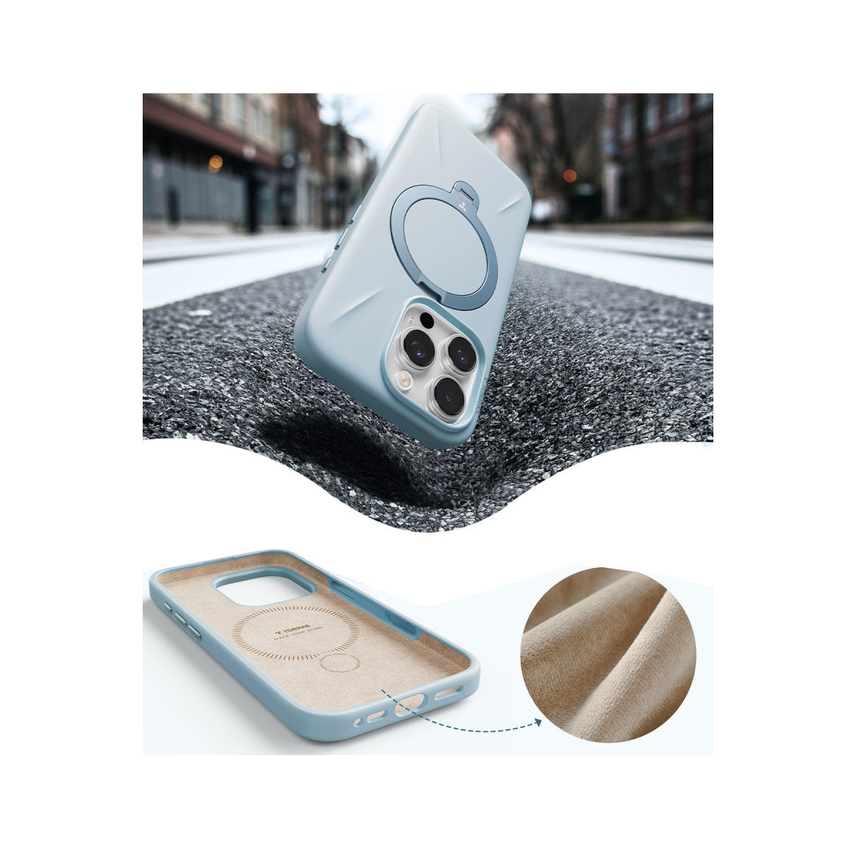 Torras Apple iPhone 16 Pro O Stand Spin Silicone Serisi Magsafe Kılıf