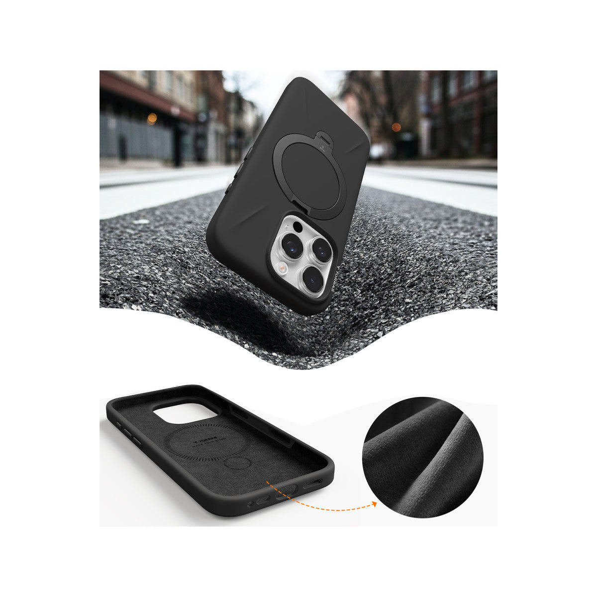 Torras Apple iPhone 16 Pro O Stand Spin Silicone Serisi Magsafe Kılıf