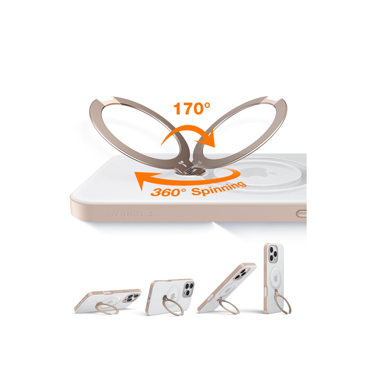 Torras Apple iPhone 16 Pro O Stand Spin Serisi Magsafe Kılıf