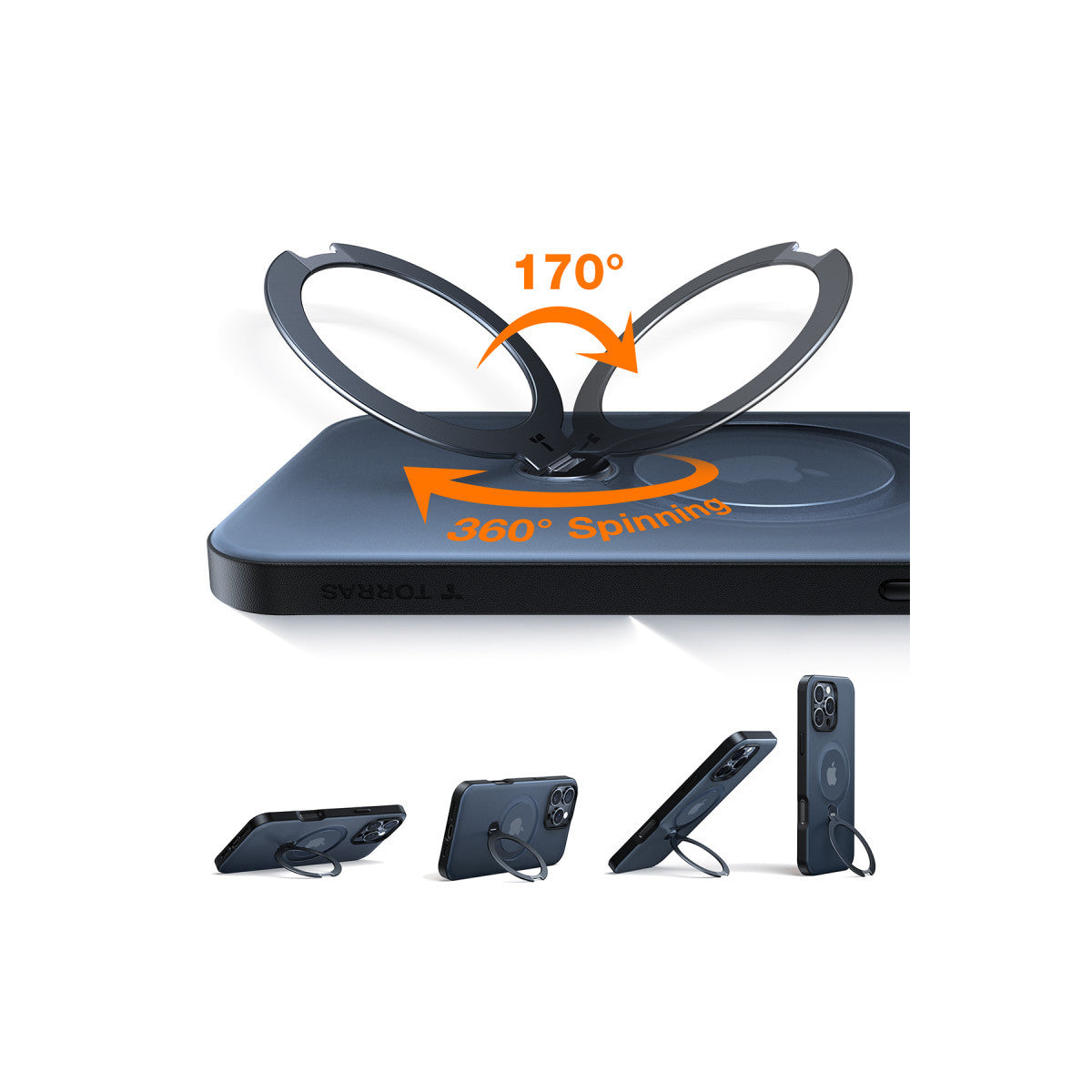 Torras Apple iPhone 16 Pro O Stand Spin Serisi Magsafe Kılıf