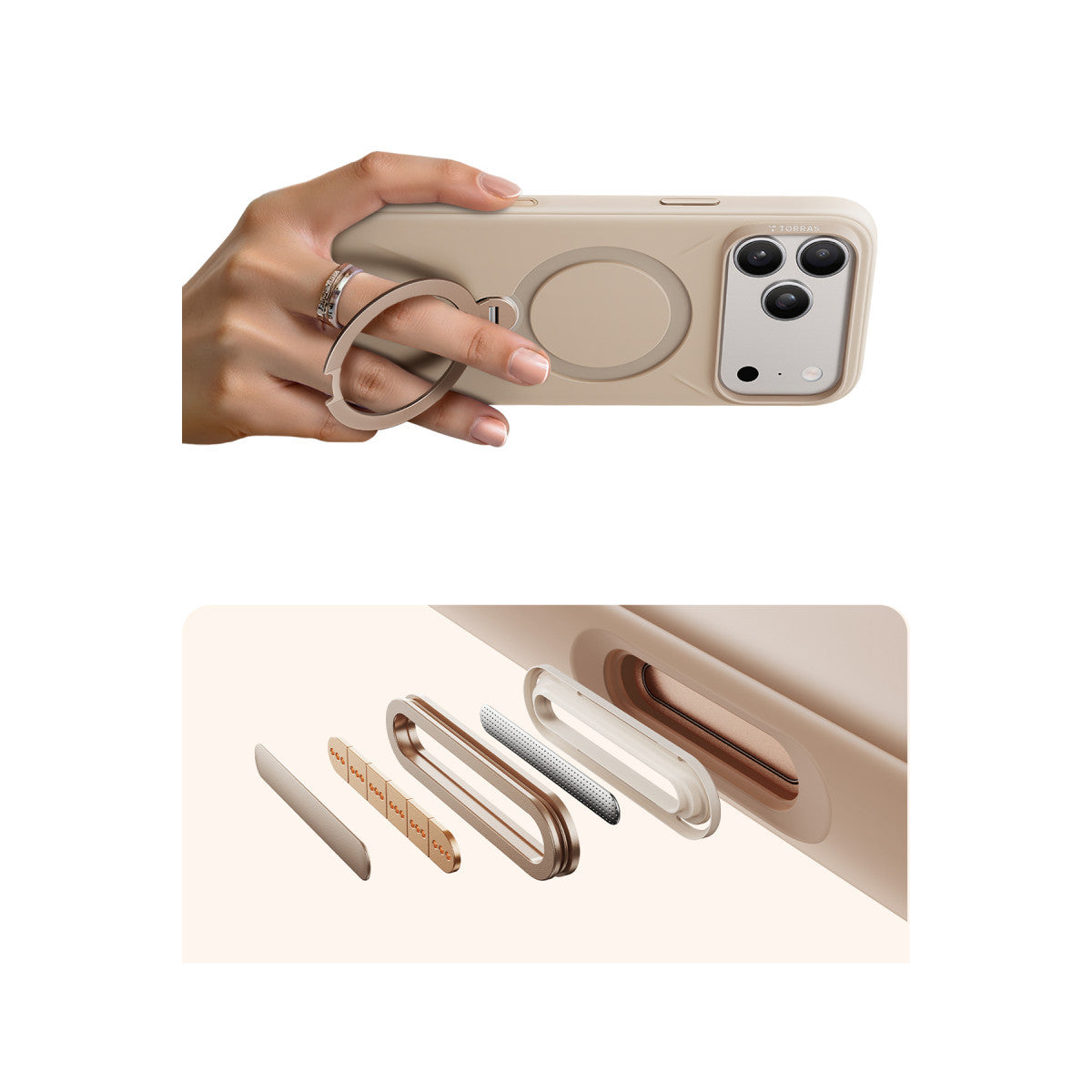 Torras Apple iPhone 17 Pro Max O Stand Spin Silicone Serisi Magsafe Kılıf