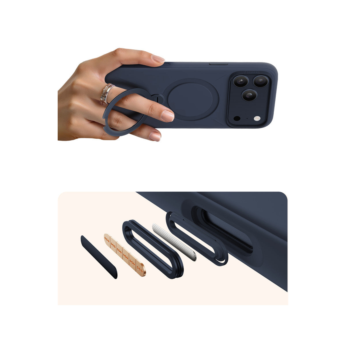 Torras Apple iPhone 17 Pro Max O Stand Spin Silicone Serisi Magsafe Kılıf