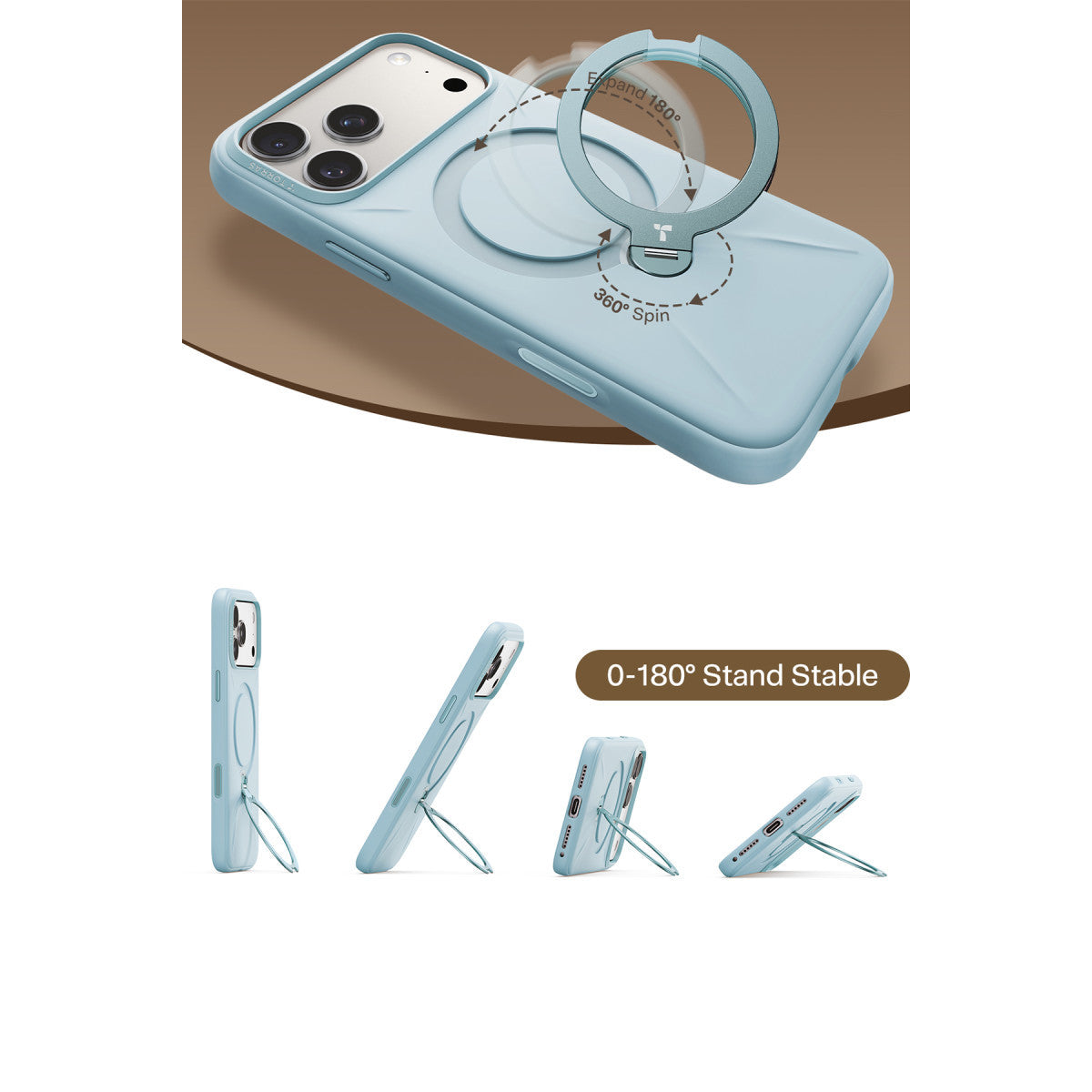 Torras Apple iPhone 17 Pro O Stand Spin Silicone Serisi Magsafe Kılıf